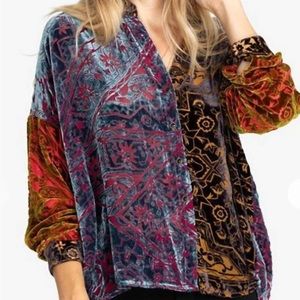 Johnny was velvet button down top